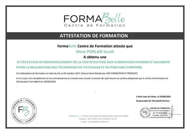 Attestation de formation