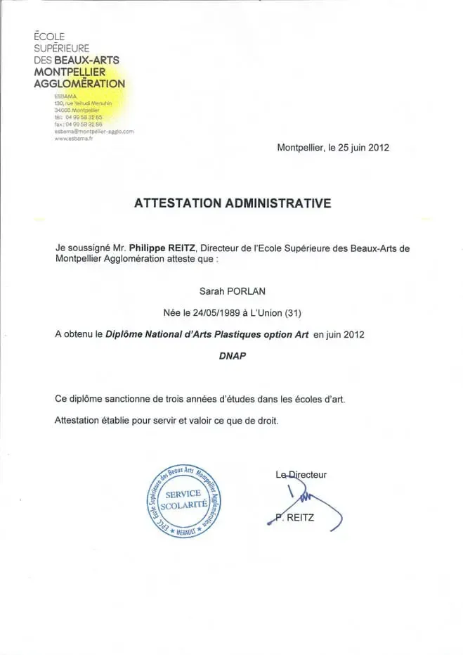 Diplôme Beaux-Arts